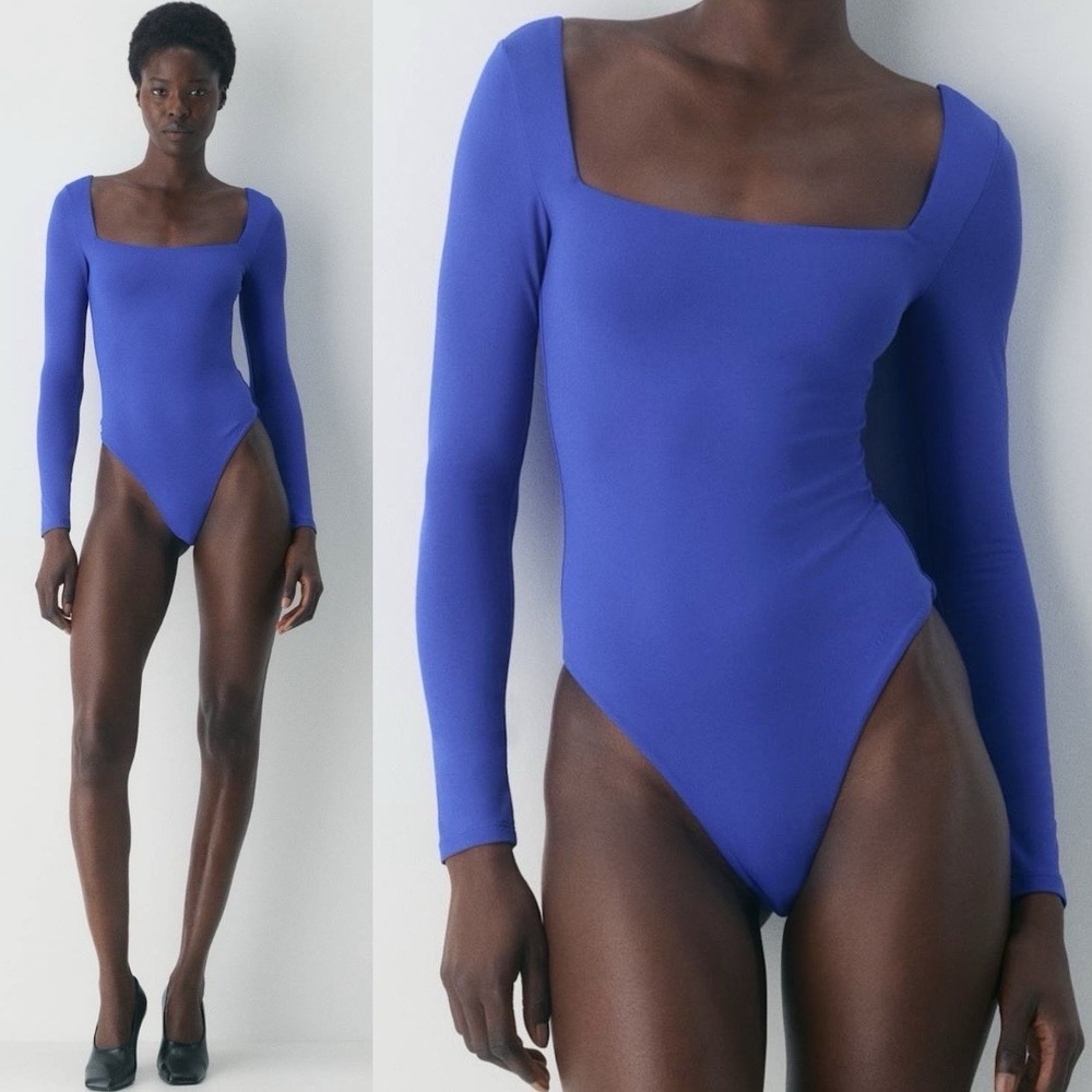 Everlane Original Contour Headway Bodysuit Second Skin Color Ablaze‎ Blue M